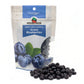 Bag of dried blueberries with a visible brand label on a white background